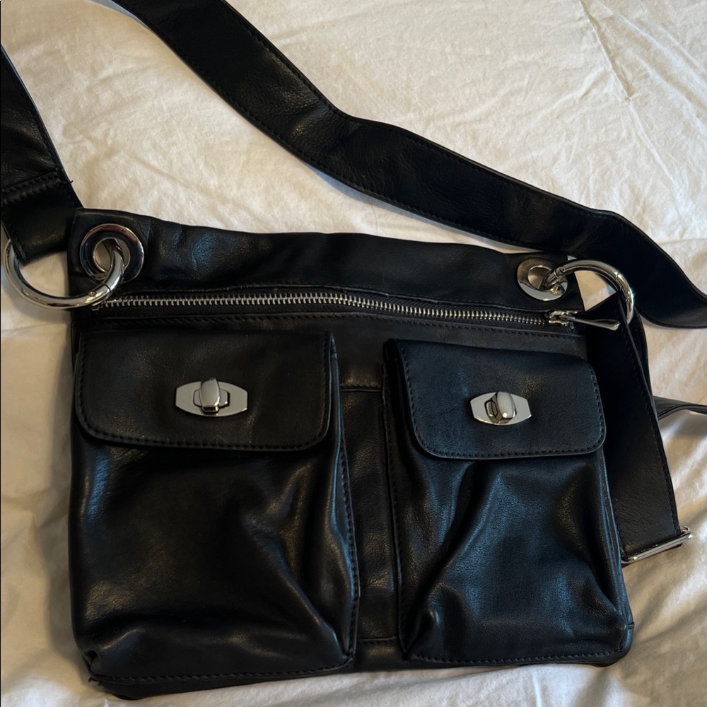 Danier Black Leather Crossbody Bag